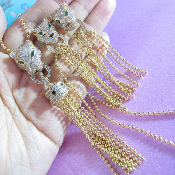 wholesale designer full zircon diamonds animal tassel pendants necklaces and earrings gold color luxury party jewelry sets for women, Silver
wholesale designer full zircon diamonds animal tassel pendants necklaces and earrings gold color luxury party jewelry sets for women, Silver