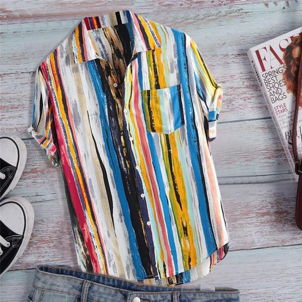 men's casual shirts 2021 pocket striped shirt summer short sleeve multicolor loose single-breasted beach, White;black
men's casual shirts 2021 pocket striped shirt summer short sleeve multicolor loose single-breasted beach, White;black