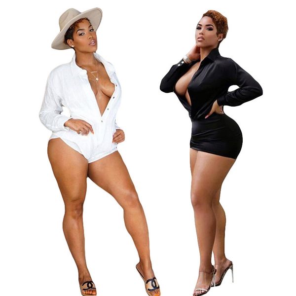 2020 european and american fashion style legs short buttocks shorts plus open shirt two-piece suit, White;black
2020 european and american fashion style legs short buttocks shorts plus open shirt two-piece suit, White;black
