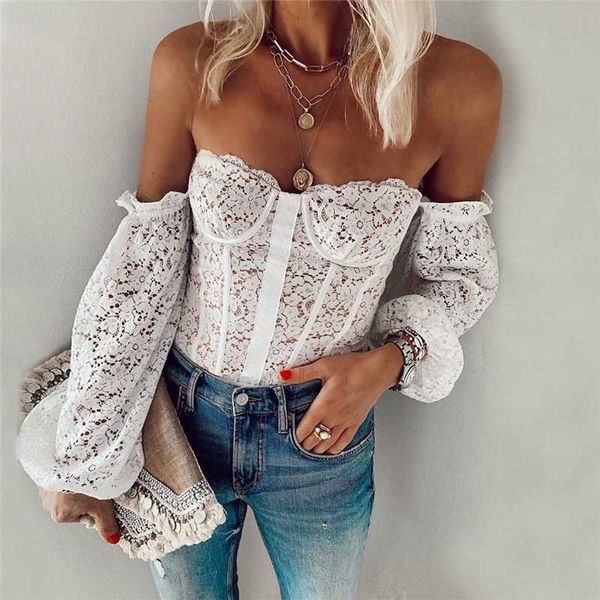 fashion lace floral women shirt female off shoulder elegant blouse casual long sleeve shirts tunic baggy clothes, White
fashion lace floral women shirt female off shoulder elegant blouse casual long sleeve shirts tunic baggy clothes, White