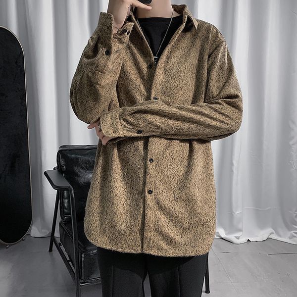 autumn woolen shirt men's fashion solid color casual shirt men streetwear wild loose long sleeve woolen jacket mens -5xl, White;black
autumn woolen shirt men's fashion solid color casual shirt men streetwear wild loose long sleeve woolen jacket mens -5xl, White;black