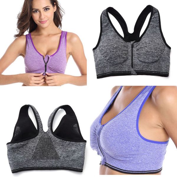 women fitness stretch yoga no steel ring anti-sag running seamless workout tank front zipped racerback sports bra pro, White;black
women fitness stretch yoga no steel ring anti-sag running seamless workout tank front zipped racerback sports bra pro, White;black