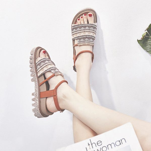 2020 summer new korean version of the wild student thick-soled muffin roman sandals fairy win flat sandals women, Black
2020 summer new korean version of the wild student thick-soled muffin roman sandals fairy win flat sandals women, Black