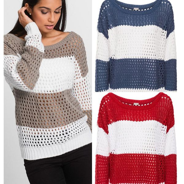 contrast color patchwork long sleeve round neck hollow out all-match women sweater autumn winter new style fashion knitwear, White;black
contrast color patchwork long sleeve round neck hollow out all-match women sweater autumn winter new style fashion knitwear, White;black