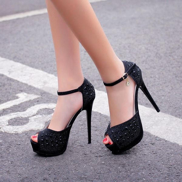 2020 fashion new versatile high heel waterproof platform rhinestone fine with fish mouth super high heel sandals, Black
2020 fashion new versatile high heel waterproof platform rhinestone fine with fish mouth super high heel sandals, Black