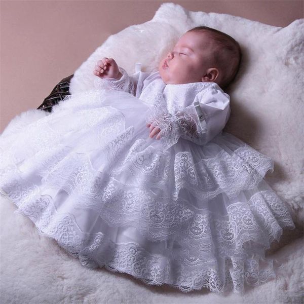 pure white lace christening dresses for babies long sleeve tiered skirts toddler baptism gowns kids first communication dress
pure white lace christening dresses for babies long sleeve tiered skirts toddler baptism gowns kids first communication dress