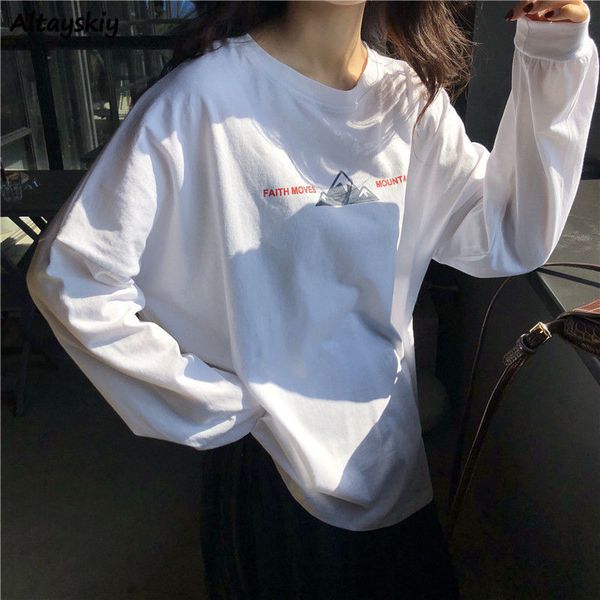 women's t-shirt long sleeve t-shirts women printed simple o-neck all-match harajuku womens fashion students chic soft comfortable daily, White
women's t-shirt long sleeve t-shirts women printed simple o-neck all-match harajuku womens fashion students chic soft comfortable daily, White