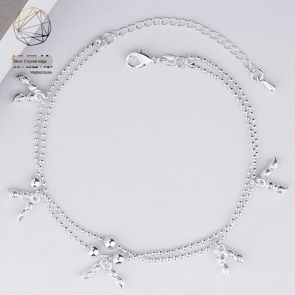 Fashion simple double-layer peanut silver-plated women's Fashion simple double-layer peanut jewelry silver-plated anklet women's anklet jewe
