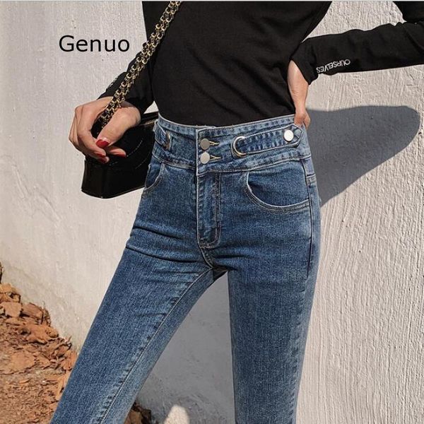 women's jeans skinny woman high waist double button jean mujer denim pants spring with women 2021, Blue
women's jeans skinny woman high waist double button jean mujer denim pants spring with women 2021, Blue