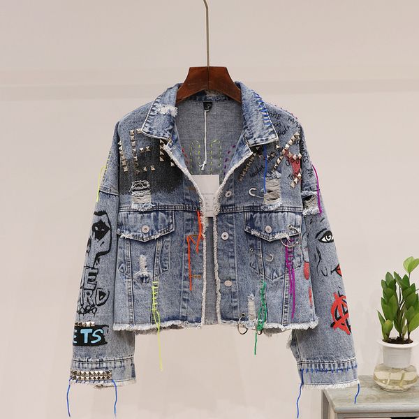 graffiti denim jacket women basic coat short rivet jeans jacket autumn big size loose streetwear tassel denim coat women outwear, Black;brown
graffiti denim jacket women basic coat short rivet jeans jacket autumn big size loose streetwear tassel denim coat women outwear, Black;brown