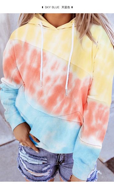 women color block tie dye autumn winter sweatshirt casual long sleeve drawstring pullover hoodie shirt with pocket, Black
women color block tie dye autumn winter sweatshirt casual long sleeve drawstring pullover hoodie shirt with pocket, Black
