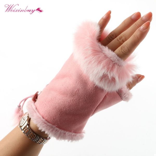 winter wrist female gloves fur leather lady fingerless suede mittens women warmer gloves, Blue;gray
winter wrist female gloves fur leather lady fingerless suede mittens women warmer gloves, Blue;gray