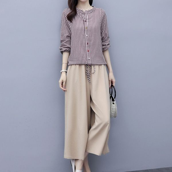 women's and suit 2020 new autumn casual fashion wide leg pants cotton linen cotton linenlong sleeve striped western style linen wide le, Gray
women's and suit 2020 new autumn casual fashion wide leg pants cotton linen cotton linenlong sleeve striped western style linen wide le, Gray