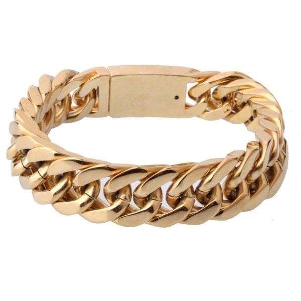 15mm selling stainless steel gold tone cuban miami curb link chain cool mens womens couple bracelet jewelry gift 7-11inch, Black
15mm selling stainless steel gold tone cuban miami curb link chain cool mens womens couple bracelet jewelry gift 7-11inch, Black