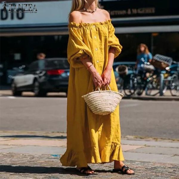 ruffle dress women's sundress 2020 zanzea bohemain casual summer maxi dress female puff sleeve vestidos slash neck robe femme, Black;gray
ruffle dress women's sundress 2020 zanzea bohemain casual summer maxi dress female puff sleeve vestidos slash neck robe femme, Black;gray