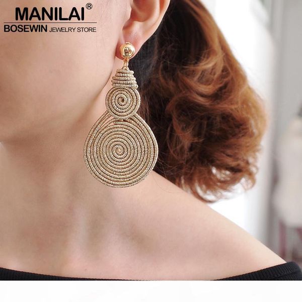 manilai bohemian alloy spiral round statement earrings women vintage metal drop dangle earrings fashion jewelry wholesale 2019, Silver
manilai bohemian alloy spiral round statement earrings women vintage metal drop dangle earrings fashion jewelry wholesale 2019, Silver