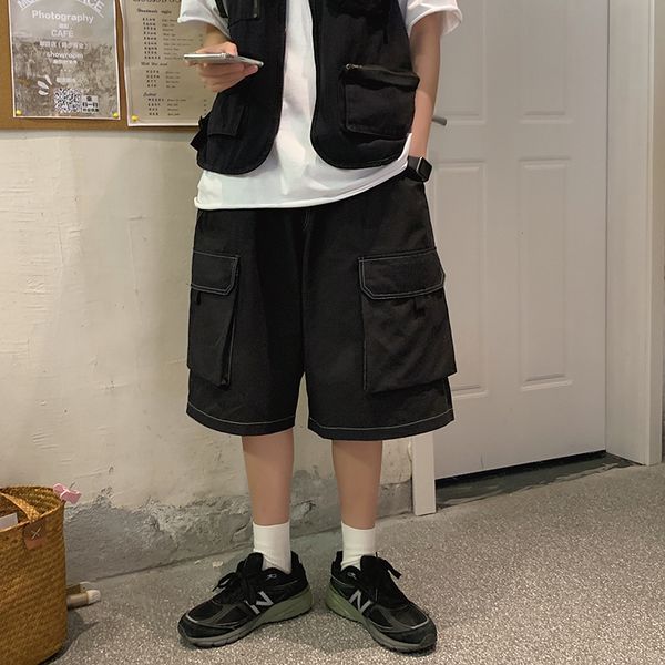 men elastic waist casual cargo shorts male female streetwear hip hop japan korea style loose sports shorts knee length pockets, White;black
men elastic waist casual cargo shorts male female streetwear hip hop japan korea style loose sports shorts knee length pockets, White;black