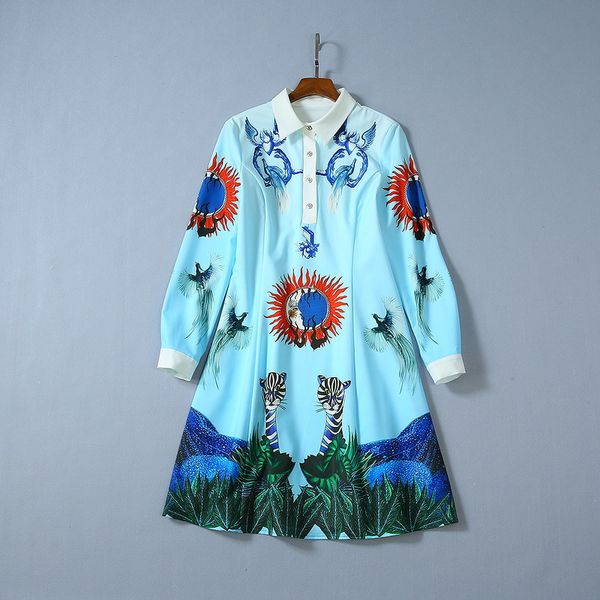 822 2019 runway dress prom fashion long sleeve lapel neck blue flora print womens clothes brand same style sh, Black
822 2019 runway dress prom fashion long sleeve lapel neck blue flora print womens clothes brand same style sh, Black