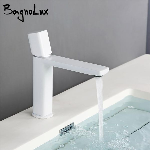 bathroom sink faucets white brass deck mounted single holder hole basin hybrid and cold water faucet 
bathroom sink faucets white brass deck mounted single holder hole basin hybrid and cold water faucet