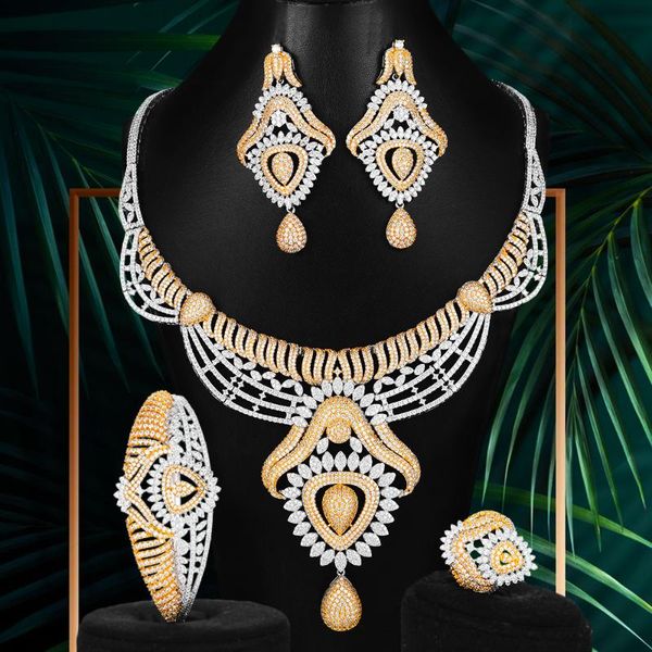 godki big fashion 4pcs luxury geometric nigeria jewelry sets for women wedding african cubic zircon cz dubai bridal jewelry, Silver
godki big fashion 4pcs luxury geometric nigeria jewelry sets for women wedding african cubic zircon cz dubai bridal jewelry, Silver