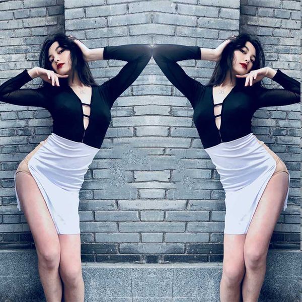 latin dance dress women long sleeves slim black white skirt modern tango dress practice clothes latin dnace costume bi937, Black;red
latin dance dress women long sleeves slim black white skirt modern tango dress practice clothes latin dnace costume bi937, Black;red
