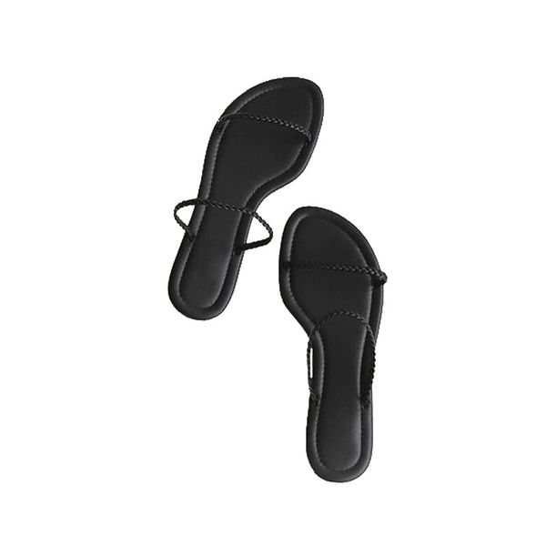 flat slippers women wear 2020 new simple wild thin strap weaving word with open toe sandals, Black
flat slippers women wear 2020 new simple wild thin strap weaving word with open toe sandals, Black
