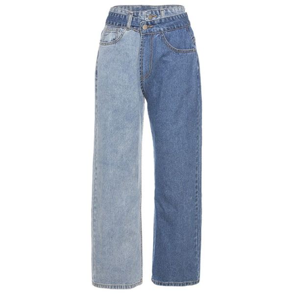 women soft breathable high waist loose jeans contrast color patchwork detachable denim pants straight leg pants for dating party, Blue
women soft breathable high waist loose jeans contrast color patchwork detachable denim pants straight leg pants for dating party, Blue