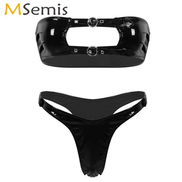 women latex bikini lingerie set nightclub pole dance rave outfit strapless bandeau tube bra+high cut briefs leather bikinis, Red;black
women latex bikini lingerie set nightclub pole dance rave outfit strapless bandeau tube bra+high cut briefs leather bikinis, Red;black