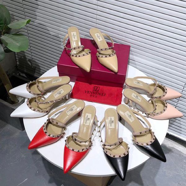 new style french vvl high-heeled shoes in summer 2020 thick heel square head color matching high heel back empty women's sandals, Black
new style french vvl high-heeled shoes in summer 2020 thick heel square head color matching high heel back empty women's sandals, Black