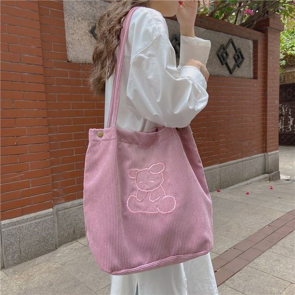 new corduroy embroidered shoulder bag trendy simple canvas bag female student school green women handbags 
new corduroy embroidered shoulder bag trendy simple canvas bag female student school green women handbags