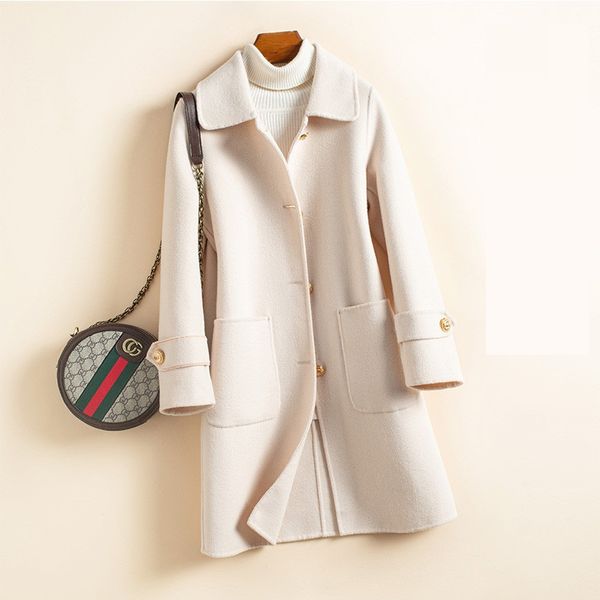 women's wool & blends 2021 women coat warm winter cashmere ladies work office elegant vintage long coats female p67, Black
women's wool & blends 2021 women coat warm winter cashmere ladies work office elegant vintage long coats female p67, Black