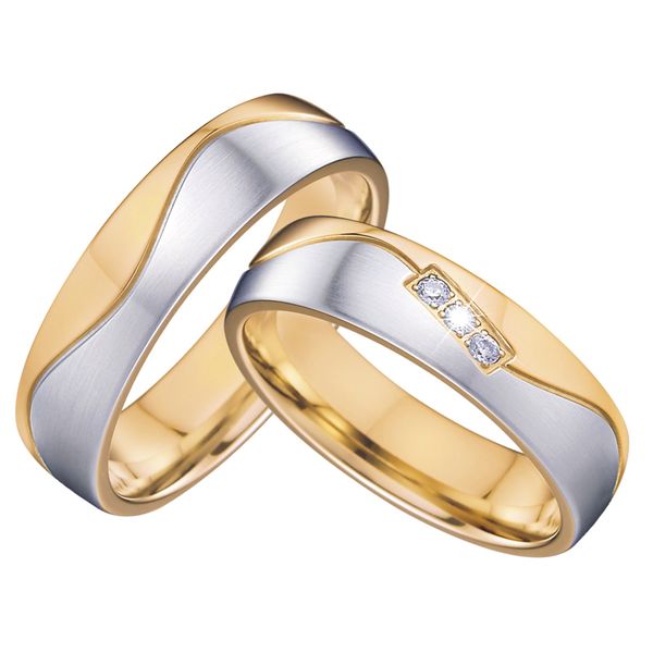 love alliances wedding rings set for men and women gold color his and hers matching anniversary marriage couple ring, Golden;silver 
love alliances wedding rings set for men and women gold color his and hers matching anniversary marriage couple ring, Golden;silver
