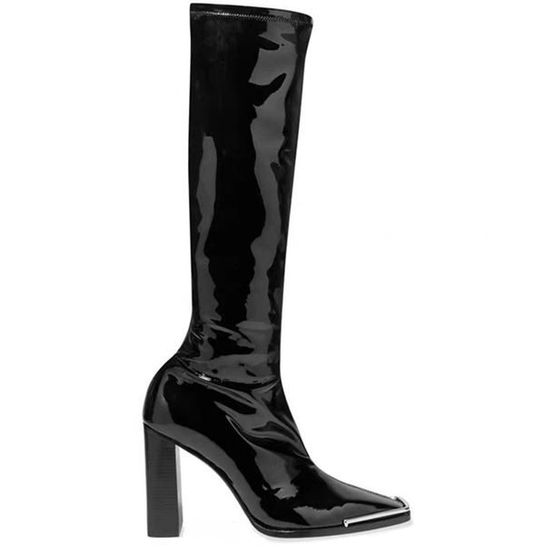 metal square toe knee high women long boots chunky high heels pumps women shoes patent leather ladies thigh knight boots, Black
metal square toe knee high women long boots chunky high heels pumps women shoes patent leather ladies thigh knight boots, Black