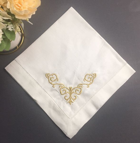 set of 12 fashion ninner napkins white hemstitched linen table napkin with gold color embroidered floral 20x20-inch, Black;gray
set of 12 fashion ninner napkins white hemstitched linen table napkin with gold color embroidered floral 20x20-inch, Black;gray