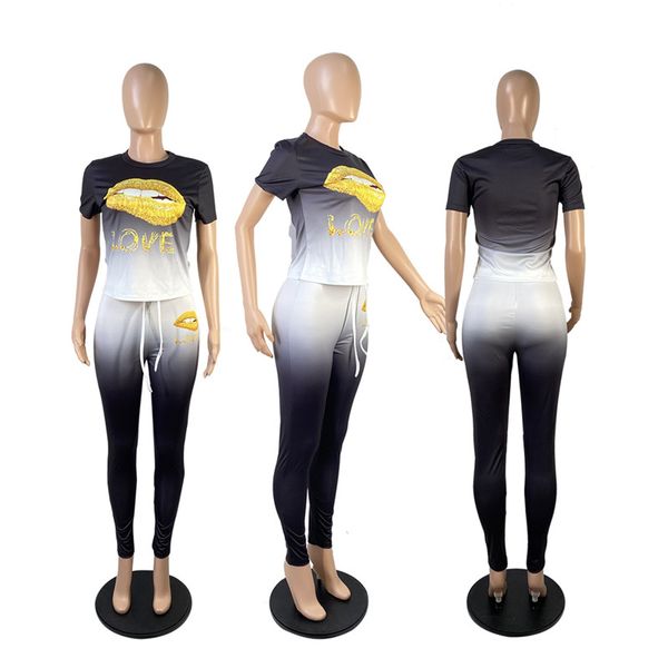 женщины одежда губы печати tracksuit футболки брюки outfit брюк sweatsuit gradient тройники костюм летние виды спорта моды одежда new d81009, Gray
женщины одежда губы печати tracksuit футболки брюки outfit брюк sweatsuit gradient тройники костюм летние виды спорта моды одежда new d81009, Gray