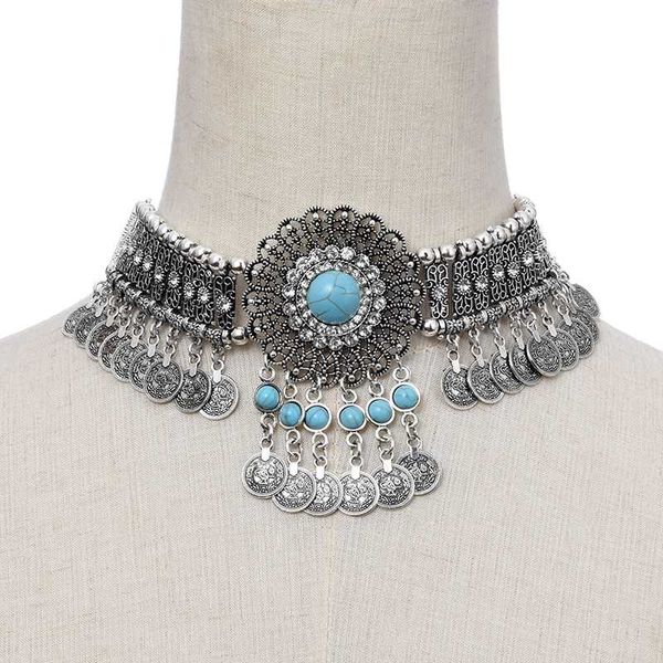 new statement vintage choker necklace women collares flower crystal rhinestone blue beaded coin tassel ethnic gypsy jewelry, Golden;silver
new statement vintage choker necklace women collares flower crystal rhinestone blue beaded coin tassel ethnic gypsy jewelry, Golden;silver