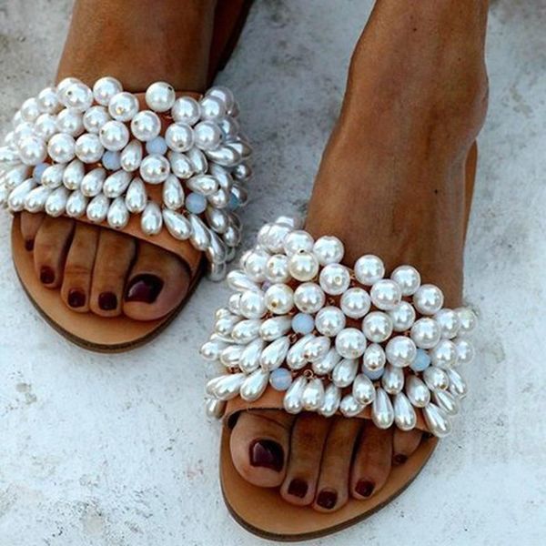 women summer sandals flats shoes woman outdoor slippers slides bead open toe plus size sandalias mujer sapato femininon190, Black 
women summer sandals flats shoes woman outdoor slippers slides bead open toe plus size sandalias mujer sapato femininon190, Black