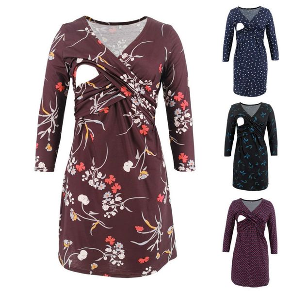 maternity dresses pregnancy dress vestido breastfeeding printed deep v-neck sleeves pregnant elegant, White
maternity dresses pregnancy dress vestido breastfeeding printed deep v-neck sleeves pregnant elegant, White