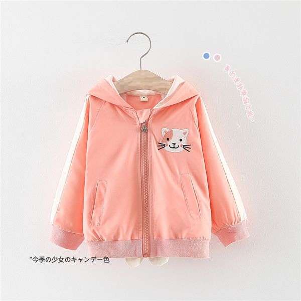children's autumn coat solid color cartoon behind cat embroidered hooded trench coat children's clothing girl, Blue;gray
children's autumn coat solid color cartoon behind cat embroidered hooded trench coat children's clothing girl, Blue;gray