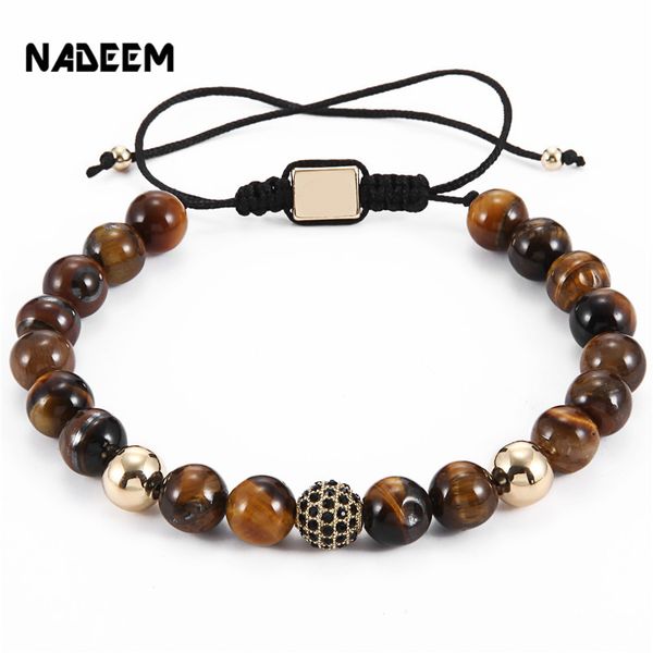nadeem 2020 new luxury men's 8mm tiger eye stone bead micro pave black cz copper ball charm braiding macrame bracelet jewelry, Red;blue
nadeem 2020 new luxury men's 8mm tiger eye stone bead micro pave black cz copper ball charm braiding macrame bracelet jewelry, Red;blue