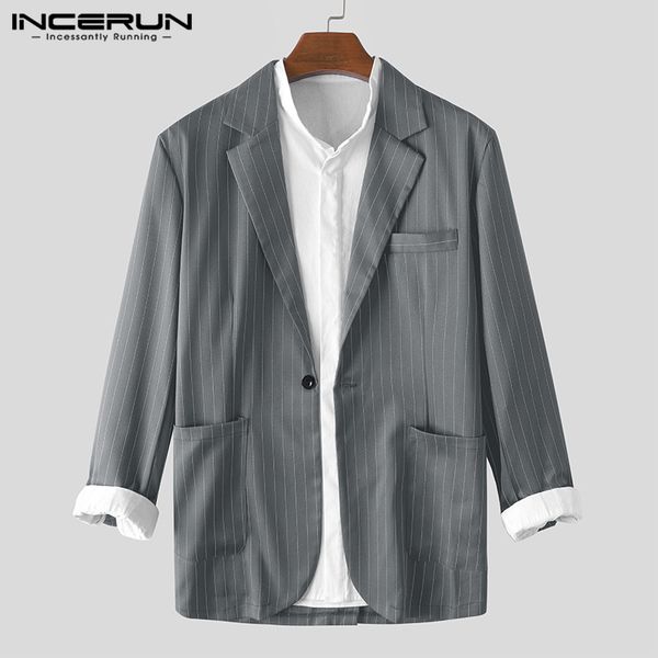 incerun fashion men blazers striped long sleeve lapel coats handsome chic 2020 streetwear one button elegant mens casual suits, White;black
incerun fashion men blazers striped long sleeve lapel coats handsome chic 2020 streetwear one button elegant mens casual suits, White;black