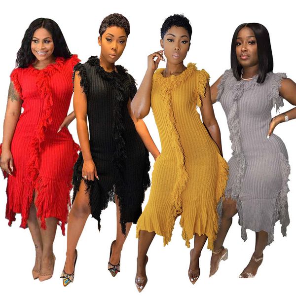 Women's Casual Knit Dress Asymmetrical Mid-calf Solid Pure Color Tassel Dress Bodycon Autumn Fashion Sleeveless Sexy Crew Neck Hot Sale
Women's Casual Knit Dress Asymmetrical Mid-calf Solid Pure Color Tassel Dress Bodycon Autumn Fashion Sleeveless Sexy Crew Neck Hot Sale