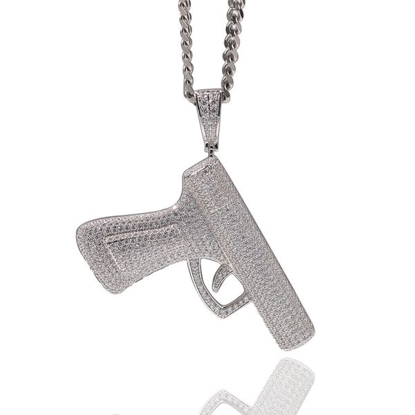 hip hop men's zircon pistol pendant necklace vintage sweater chain punk hip hop jewelry, Silver
hip hop men's zircon pistol pendant necklace vintage sweater chain punk hip hop jewelry, Silver