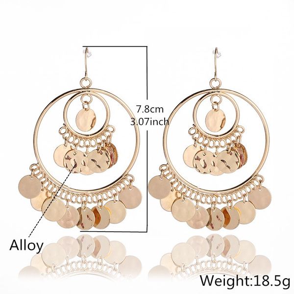 new european and american fashion alloy sequins in 2020 exaggerated earrings bohemian national style eardrop jewelry, Silver
new european and american fashion alloy sequins in 2020 exaggerated earrings bohemian national style eardrop jewelry, Silver