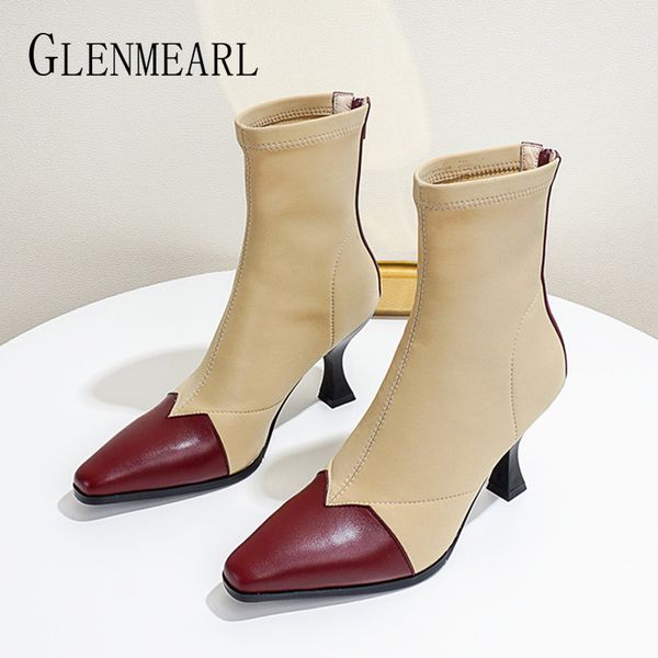 boots genuine leather women shoes retro square zipper color block stretch stocking ankle brand 2021 fashion, Black
boots genuine leather women shoes retro square zipper color block stretch stocking ankle brand 2021 fashion, Black