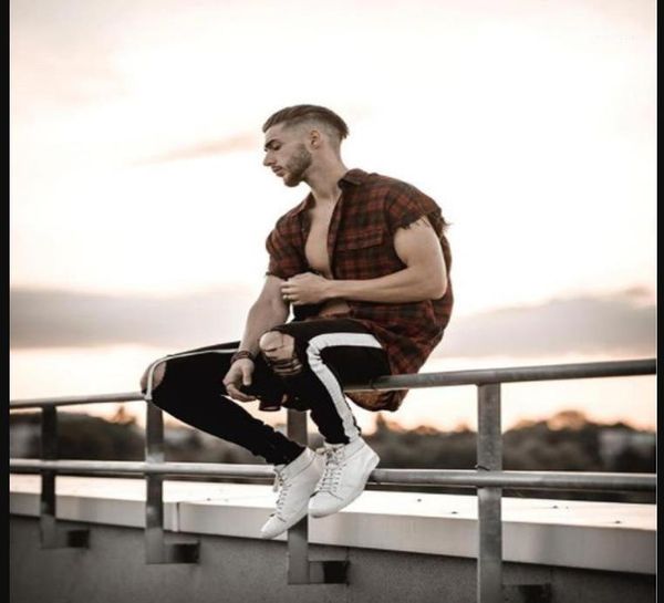 striped knee holes ripped zipper pencil biker jeans hiphop street pantalones men represen designer jeans black white, Blue
striped knee holes ripped zipper pencil biker jeans hiphop street pantalones men represen designer jeans black white, Blue