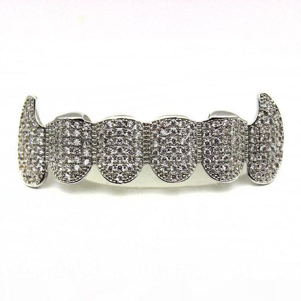 new custom women men fit rhodium plated full micro zircon cz bottom silver grillz vampire classic hiphop diamond dentine teeth set, Black 
new custom women men fit rhodium plated full micro zircon cz bottom silver grillz vampire classic hiphop diamond dentine teeth set, Black