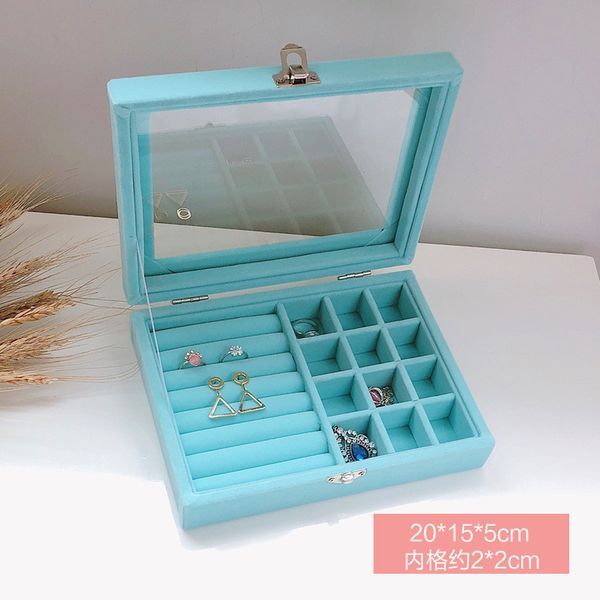 small velvet lake blue carrying case with glass cover jewelry display tray holder storage box organizer earrings ring mx200810, Black;white
small velvet lake blue carrying case with glass cover jewelry display tray holder storage box organizer earrings ring mx200810, Black;white