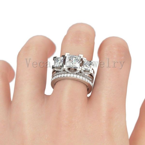 vecalon jewelry engagement ring princess cut three-stone simulated diamond cz 925 sterling silver wedding band ring for women, Slivery;golden
vecalon jewelry engagement ring princess cut three-stone simulated diamond cz 925 sterling silver wedding band ring for women, Slivery;golden