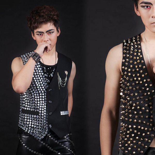 nightclub male singer stage show party performance wear male ds paillette vest formal dress costumes costume clothes, Black;white
nightclub male singer stage show party performance wear male ds paillette vest formal dress costumes costume clothes, Black;white